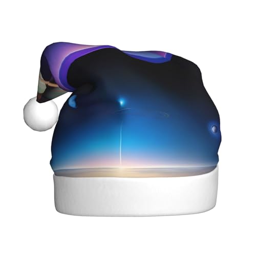 AkosOL Cosmic Saturn Exquisiter Plüsch, leuchtende Farben, Weihnachtsmütze für Erwachsene, verschönern Sie Ihre Urlaubsparty, Plüschmaterial, weich und leicht, Dekorationshut von AkosOL