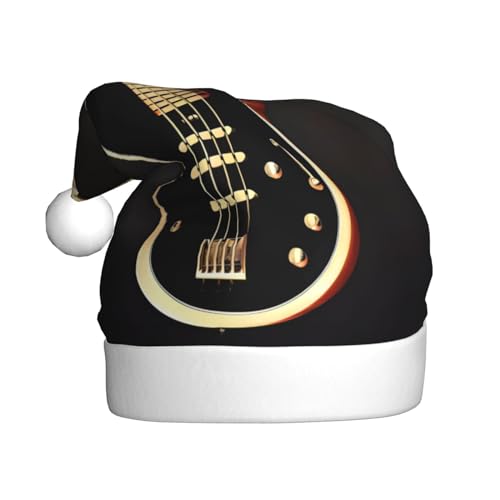 AkosOL Exquisiter Plüsch, schwarze Gitarre, leuchtende Farben, Weihnachtsmütze für Erwachsene, verschönern Sie Ihre Urlaubsparty, Plüschmaterial, weich und leicht, Dekorationshut von AkosOL