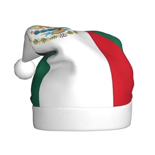 AkosOL Exquisiter Plüsch-Flagge von Mexiko, leuchtende Farben, Weihnachtsmütze für Erwachsene, verschönern Sie Ihre Urlaubsparty, Plüschmaterial, weich und leicht, Dekorationshut von AkosOL