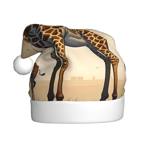 AkosOL Giraffe für Mutter und Kind, exquisiter Plüsch, leuchtende Farben, Weihnachtsmütze für Erwachsene, verschönern Sie Ihre Urlaubsparty, Plüschmaterial, weich und leicht, Dekorationshut von AkosOL