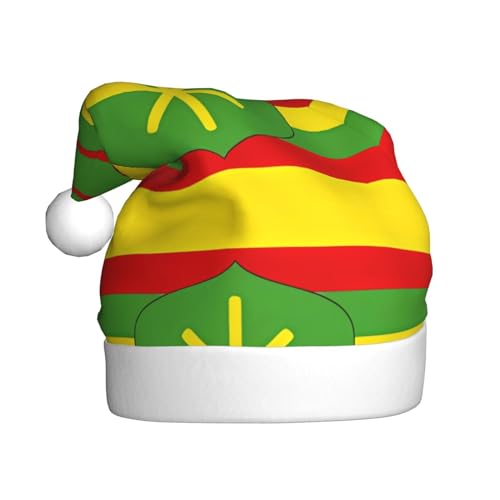 AkosOL Hawaiianische Flagge, exquisiter Plüsch, leuchtende Farben, Weihnachtsmütze für Erwachsene, verschönern Sie Ihre Urlaubsparty, Plüschmaterial, weich und leicht, Dekorationshut von AkosOL
