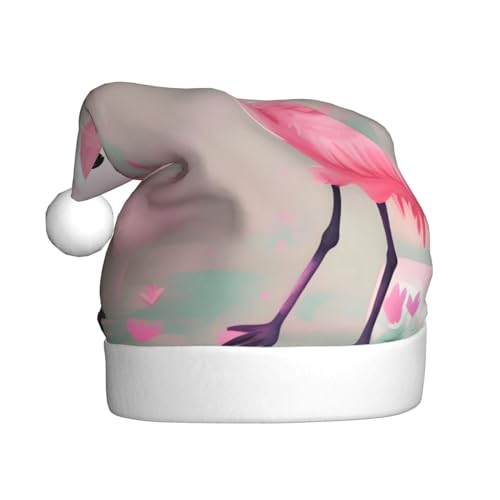 AkosOL Liebes-Flamingo-Plüsch, leuchtende Farben, Weihnachtsmütze für Erwachsene, verschönern Sie Ihre Urlaubsparty, Plüschmaterial, weich und leicht, Dekorationshut von AkosOL