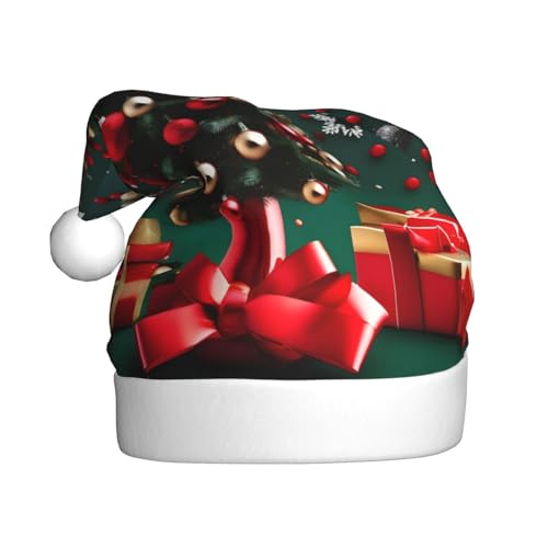 AkosOL Runde Kugel-Weihnachtsbaum, exquisiter Plüsch, leuchtende Farben, Plüsch-Weihnachtsmütze für Erwachsene, verschönern Sie Ihre Urlaubsparty, Plüschmaterial, weich und leicht, Dekorationshut von AkosOL
