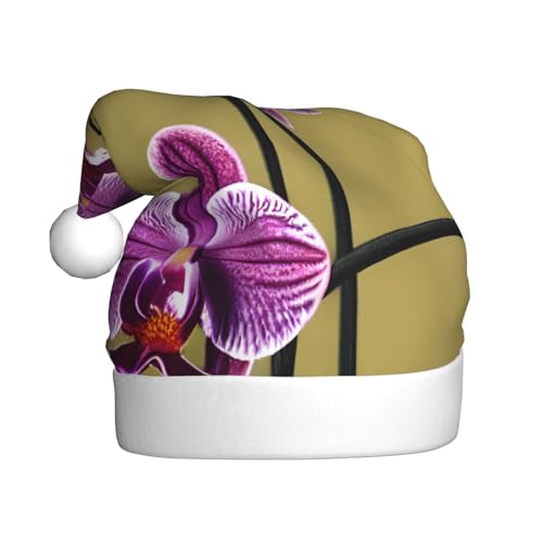 AkosOL Schöne Orchideen, exquisiter Plüsch, leuchtende Farben, Weihnachtsmütze für Erwachsene, verschönern Sie Ihre Urlaubsparty, Plüschmaterial, weich und leicht, Dekorationshut von AkosOL