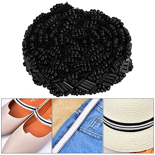 1 -Yard -Perlenbandbandklebeband DIY Handgemachte Kleidung Verzierungen Bestickt (1,5 cm große schwarze Vierkantrohrperlen) von Akozon