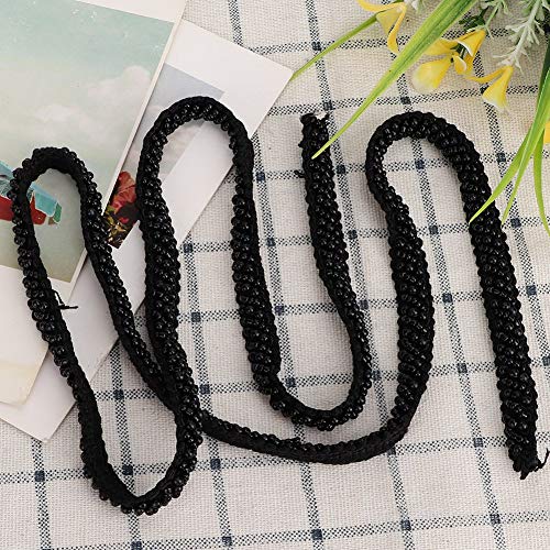 1 -Yard -Perlenbandbandklebeband DIY Handgemachte Kleidung Verzierungen Bestickt (1 cm schwarze schräge Perlen) von Akozon