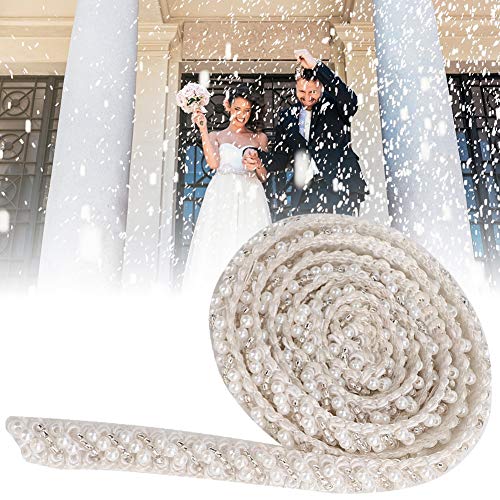 1 -Yard -Perlenbandbandklebeband DIY Handgemachte Kleidung Verzierungen Bestickt (1 cm weiße schräge Perlen) von Akozon