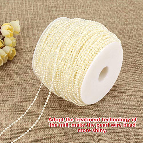 100 M Rolle Imitationsperle, Perlen Girlande Schnur DIY Hochzeitsdraht Dekoration 2,5 Mm weiß (Beige) von Akozon