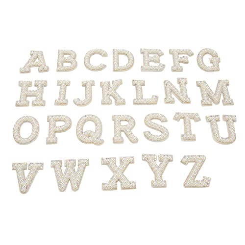 26 Stück Zum Aufbügeln, Elegante, Einfach zu Verwendende Buchstaben-Aufnäher für Hut, Rucksack, Hemd, Alphabet-Stil, Kunstperlen von Akozon