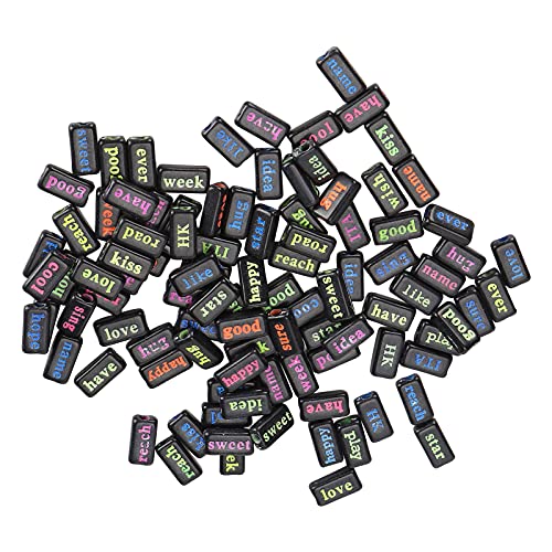Akozon 100 Pcs Farbenfrohe Alphabetperlen Plastik Rechteckige Buchstabenperlen für DIY -Schmuck und Bastelzubehör von Akozon