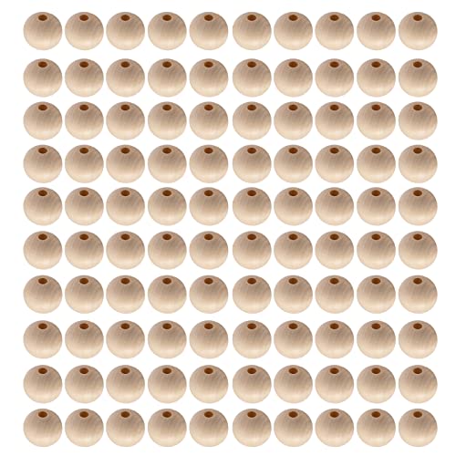 Akozon 100 Stcs 25mm Burlywood Holzperlen DIY Bastel Dekorative Runde Abstandshalterperlen für Schmuckherstellung von Akozon