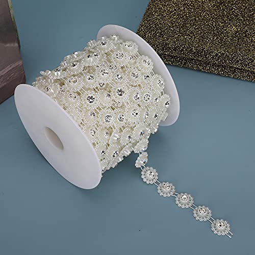 Akozon 10m Deco Faux Pearl Perlen -Schnur mit Faux -Diamanten Vielseitig Handwerksbehörde Accessoires (Stil 2) von Akozon