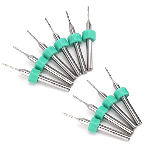 Akozon 10pcs 2 Flöte -Carbid -Endmühle Hochpräzise Wolfram Stahl CNC Frässchneider (2 Klingen 0,8 mm (10 Stück)) von Akozon