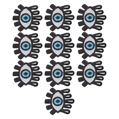 Akozon 10pcs Paillon Eye Form Bestickter Eisen auf Flecken Süße DIY -Cover für Kleidung, Hüte und Accessoires von Akozon