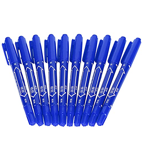 Akozon 10pcs Schnelltrocknen Doppelter Ende Marker Stift Set Lebendige Kunst- und Schreibmarkierungen (BLUE) von Akozon