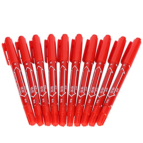 Akozon 10pcs Schnelltrocknen Doppelter Ende Marker Stift Set Lebendige Kunst- und Schreibmarkierungen (Rot) von Akozon