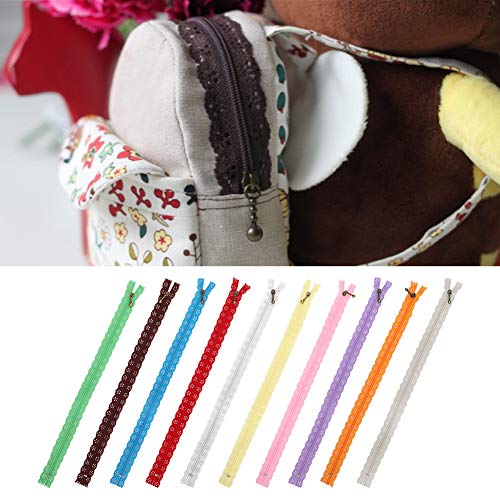 Akozon 10pcs Spitze Reißverschluss Gemischt Stil Seidenform Nr. 3 Nylonnähzubehör, 35 Cm von Akozon