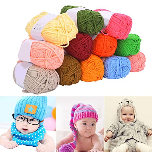 Akozon 12 Farben Milch Baumwollgarn Weich und Warmes Häkeln und Strickfaden für Projekte Akozon 12 Farben Milch Baumwollgarn Weich und Warmes Häkeln und Strickfaden für Projekte von Akozon