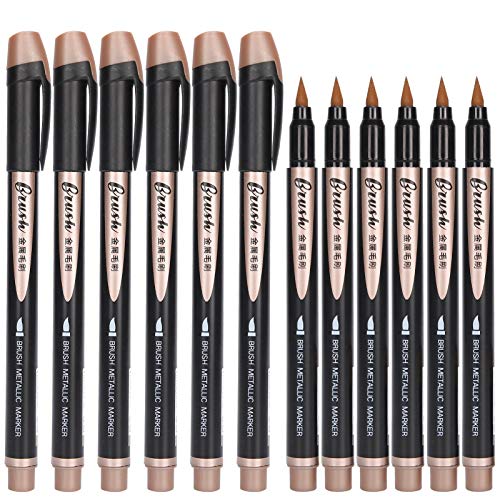 Akozon 12 -pcs Weiche Tipps Metallic Lack Marker Set Schnelles Trocknen, Wasserdicht, Wasserbasierte Marker für Gestein, Keramik, Stoff, Holz, Plastik und Glas (Lila Kupfer) von Akozon