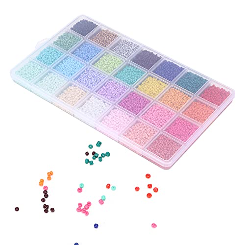 Akozon 14000 PCs 2 Mm Glasperlen in 28 Lebendigen Farben für DIY -Schmuckherstellung und -handwerk von Akozon