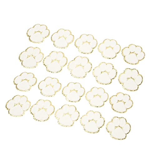 Akozon 20 PCs Katzenpfoteneisen auf Flecken Süße Weiße Katzenpfoten Bestickte Flecken für Kleidung, Rucksäcke und Jacken von Akozon