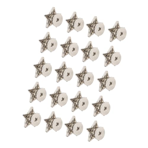 Akozon 20 PCs Sternform Nietbolzenknöpfe -Kleidung und Schuhe Dekoration mit Schrauben (flaches Silber) von Akozon
