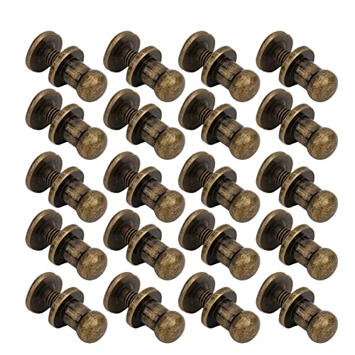 Akozon 20 Sets Kupferround -Kopf -Schraubennagelnieten für Armband, Beutel, Kleidung, und Gürteldekoration (Mönchskopf Bronze 7 * 5mm) von Akozon