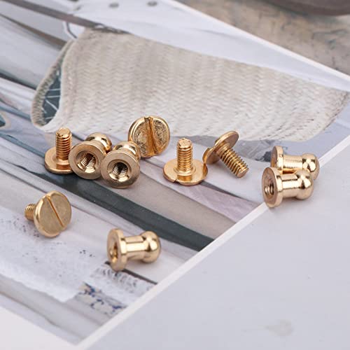 Akozon 20 Sets Kupferround -Kopf -Schraubennagelnieten für Armband, Beutel, Kleidung, und Gürteldekoration (Mönchskopf golden 7 * 5mm) von Akozon