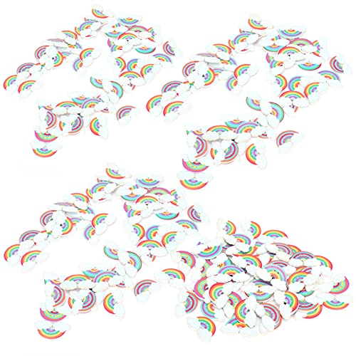 Akozon 200pcs Regenbogenholzknöpfe für DIY -Handwerksbetriebs -Deco Accessoires mit 2 Löchern für von Akozon