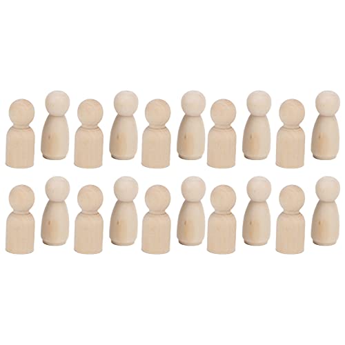 Akozon 20pcs Unvollendete Hölzerne Peg Dolls Form Holz Puppenkörper für DIY -Basteln, Geschenke und Kreatives Spielen (34mm gemischtes Kleid für Männer und Frauen) von Akozon