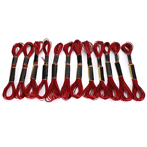 Akozon 24 Pcs Roter Kreuzstichfaden Glänzend Gezüchtete Baumwollstickseide Zum Handwerk und Nähprojekte von Akozon