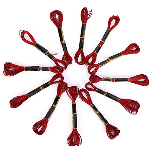 Akozon 24 Pcs Roter Kreuzstichfaden Glänzend Gezüchtete Baumwollstickseide Zum Handwerk und Nähprojekte von Akozon
