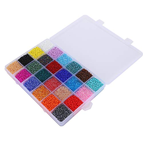 Akozon 26400 PCs Glasperlen 24 Farbe Lose Perlen Kit für DIY -Armbänder und Kunsthandwerk mit Aufbewahrungsbox von Akozon