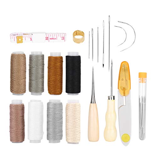 Akozon 29 -teilige Premium -Ledernähungs Kit Nadeln, Faden, Scheren und Reparaturwerkzeuge für handgefertigte Handwerks von Akozon