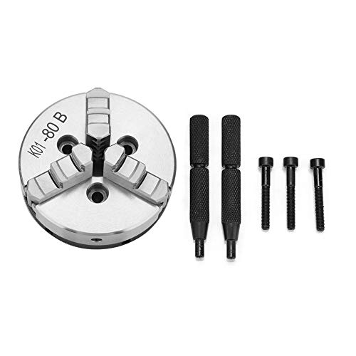 Akozon 3-Backen-Zentrierdrehfutter SANOU K01-80B Futter 80mm Durchmesser von Akozon