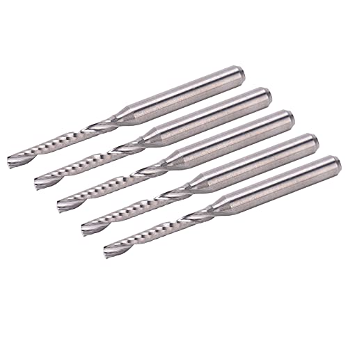 Akozon 5pcs Frässerie, Einflöten -Spiral -Wolfram Stahl L Endmühlen Schneiden Quadratische Nasenwerkzeug 3.175x2x15mm für Bearbeitungsebenen usw. von Akozon