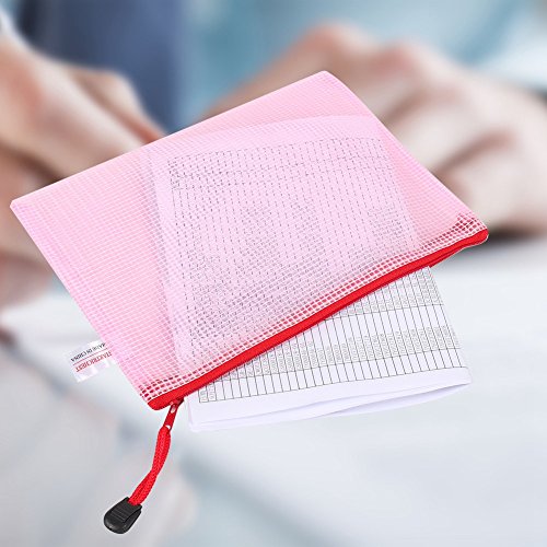 Akozon A5-Dokumententaschen mit Reißverschluss – Transparente PVC-Aktentaschen Zum Organisieren | 12er-Pack Transparente Aufbewahrungsumschläge für Büro, Schule und Zuhause (Rot) von Akozon