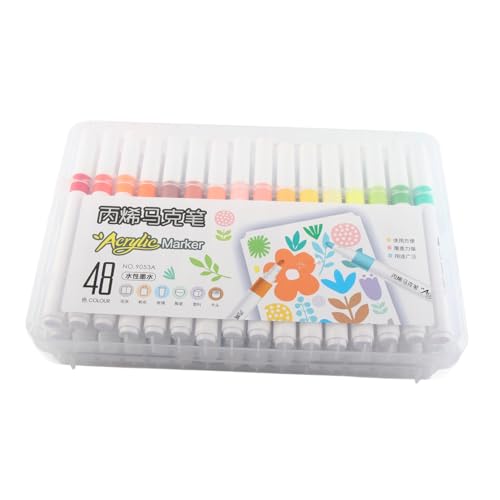 Akozon Acryl-Farbmarker, Wasserfeste Graffiti-Farbstifte, Schnell Trocknende Acryl-Marker mit Rundem Schaft für Glas, Metall, Holz (48 Farben) von Akozon