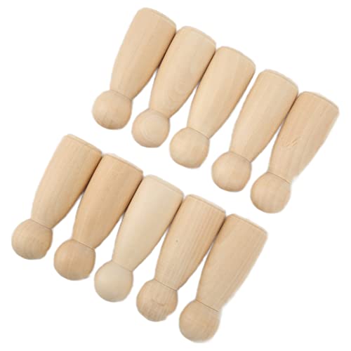 Akozon Akozon 10 PCs Holzpegpuppen 75 Mm 3 0in Safe Burr DIY Accessoires für Kreative Dekoration Perfekte Mädchen für Zuhause (75MM großes Mädchen) von Akozon