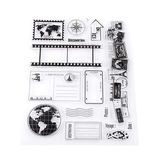 Akozon Clear Stempel Scrapbook Fotokarten Postkarten 14x18cm Gummidichtung Silikon Briefmarken für Scrapbook Kalender Notizbuch Tagebuch Fotoalbum DIY Dekoration von Akozon