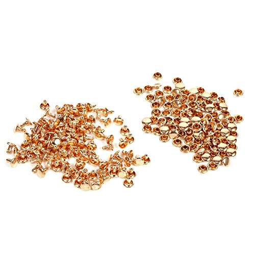 Akozon Doppelkappe Nieten 100 Sets 8x8mm Doppelkappe Niet Metall Lederhandwerk Reparaturen Nieten Spike Dekoration für DIY Leder Handwerk Reparieren Dekoration Snap Fastener (Gold) von Akozon