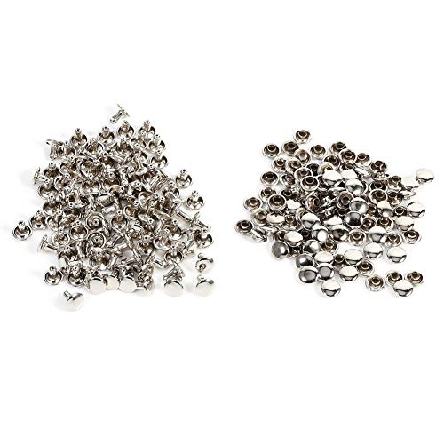 Akozon Doppelkappe Nieten 100 Sets 8x8mm Doppelkappe Niet Metall Lederhandwerk Reparaturen Nieten Spike Dekoration für DIY Leder Handwerk Reparieren Dekoration Snap Fastener (Silber) von Akozon