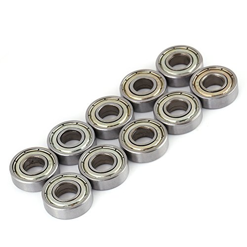 Akozon Kugellager, Precision Bearings10 Pcs Hitzebeständige Multi-Use Lager Double Rubber Sealed Steel Miniatur 698ZZ (8x19x6mm) Vorgeschmierte Stahl Miniatur-Rillenkugellager von Akozon