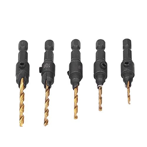 Akozon Premium 5pcs Countersink Drill Bit Set, 1/4in Hex Shank HSS Woodworking -Bohrwerkzeugkit für Mehrere Oberflächen Akozon Premium 5pcs Countersink Drill Bit Set, 1/4in Hex Shank HSS Woodworking -Bohrwerkzeugkit für Mehrere Oberflächen von Akozon
