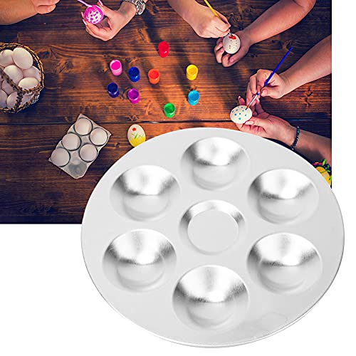 Akozon Premium-Aluminium-Farbmischpalette, Farbmischschale, Modellbau-Hilfswerkzeug, Malwerkzeug (Runde 6 Löcher) von Akozon
