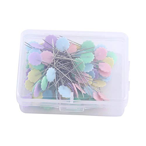 Akozon Quilting Stecknadeln mit Blumenkopf DIY Nähen Patchwork pins Quilting Werkzeugsatz von 100pcs Nähzubehör für Schneiderei Schmuck Komponenten Dekoration(Light Color Plum von Akozon