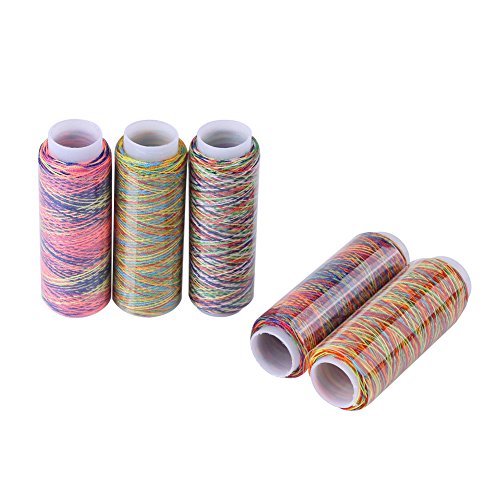 Akozon Sewing Thread, Farbiges Stickgarn 5pcs Multicolor Farbverlauf Nähen Quilten Stickgarn Spulen Kleidungsstück Zubehör von Akozon