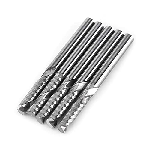 Akozon Single Flute Schaftfräser,3.175mm (1/8") Schaft Einzel Flöte Schaftfräser Fräser Hartmetall Werkzeug CNC Bit Set von 5 von Akozon