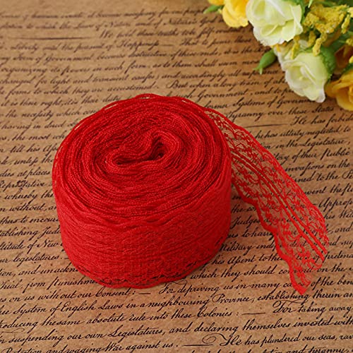 Akozon Spitzenband Roll10 m/Rolle 4,5 CM Breite Spitze Band DIY Dekorative Spitze für Hochzeit Geburtstag Weihnachten(rot) von Akozon