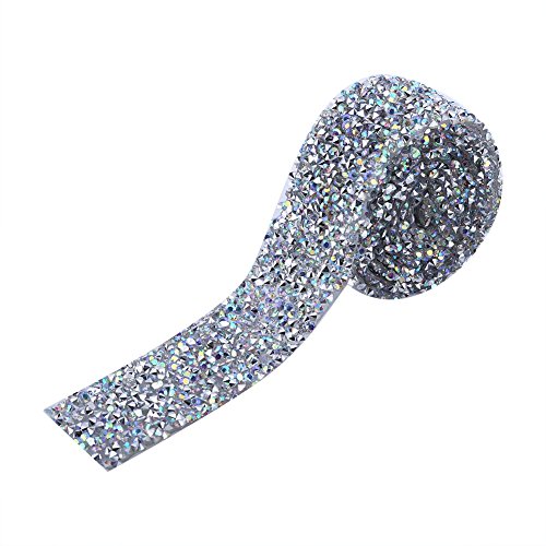 Akozon Strass Band 1 Yard 3 cm Breite Sparkling Zurück Kleber Crystal Banding Gürtel Diamant Mesh Wrap Rolle Sparkle Kristall für DIY Handwerk Hochzeit Dekoration Party Schmuck von Akozon